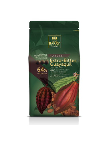 Chocolat de couverture noir extra-bitter Guayaquil 64% pistoles - 5kg pas cher 