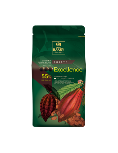 Chocolat de couverture noir Excellence 55% en pistoles - 5kg En savoir plus