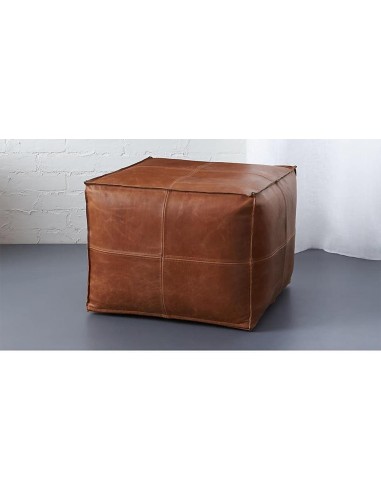 GROS POUF CARRÉ en cuir Marocain - Fait Main - Moderne & Design - 2 finitions au choix - une grave pollution 