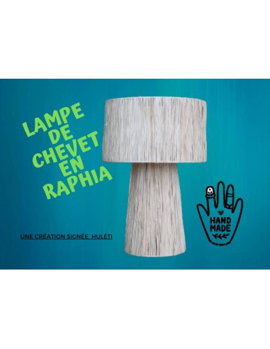 LAMPE de Chevet ou de Salon en RAPHIA - ARTISANAL Fait Main - paille rotin osier sélection de produits