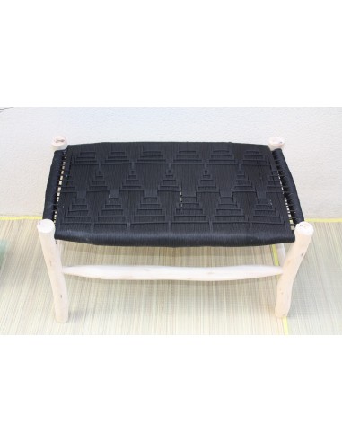 BANC Noir & Naturel - Bois de Citronnier - Banquette tressée nylon - Décoration Chic & Bohème Profitez des Offres !