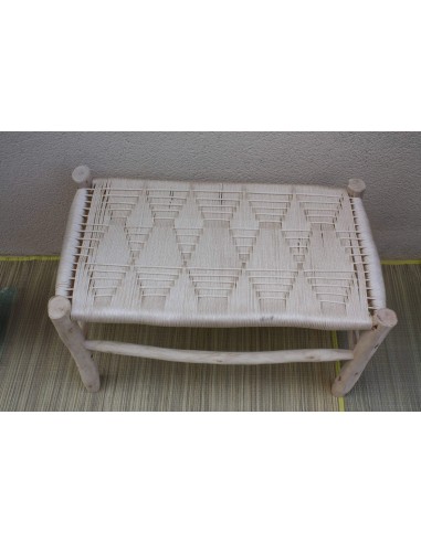 BANC en Bois & Nylon Crème - Superbe Banquette Tressée Main - Déco Tendance Pour