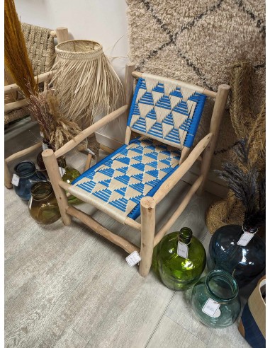 GROS FAUTEUIL en Bois et corde - avec accoudoirs - ARTISANAL qualité Maroc JUSQU'A -70%! 