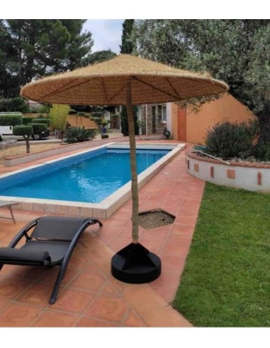 Parasol Paille Tressée - Mat en bois & corde - Artisanal - 4 TAILLES au choix - Décoration Bohème - Dans la société mordern