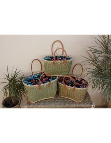 MAGNIFIQUE Panier sac cabas - Pochon tissu Bleu & Rouge WAX africain - 3 TAILLES - marchés, courses, plage... vous aussi creer 