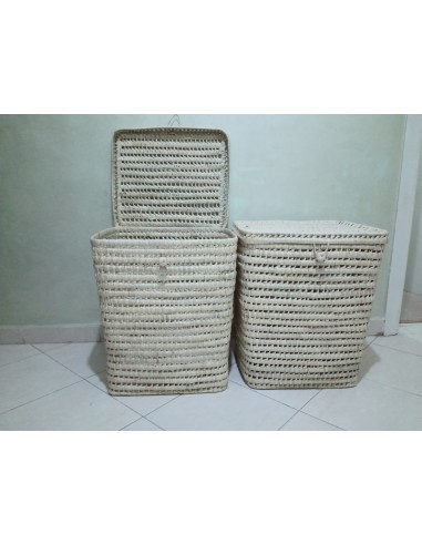 Panier à linge Carré en Palmier - Bac Corbeille - 100% ARTISANAL - Tressé à la main - 3 TAILLES au choix d'Europe débarque