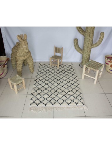 GRAND Tapis Marocain Berbère Beni Ouarain - Motif Petit Losange - Artisanal - 100% Laine de mouton Découvrez la collection