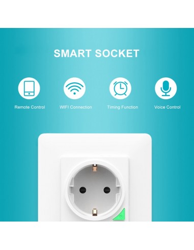 Smart Wall Socket，  Smart APP Voice Remote Control EU 16A Wifi Power Plug Works With Google Home Alexa IFTTT de la marque